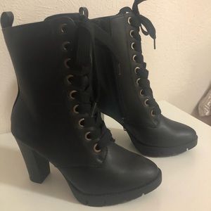Black combat boots
